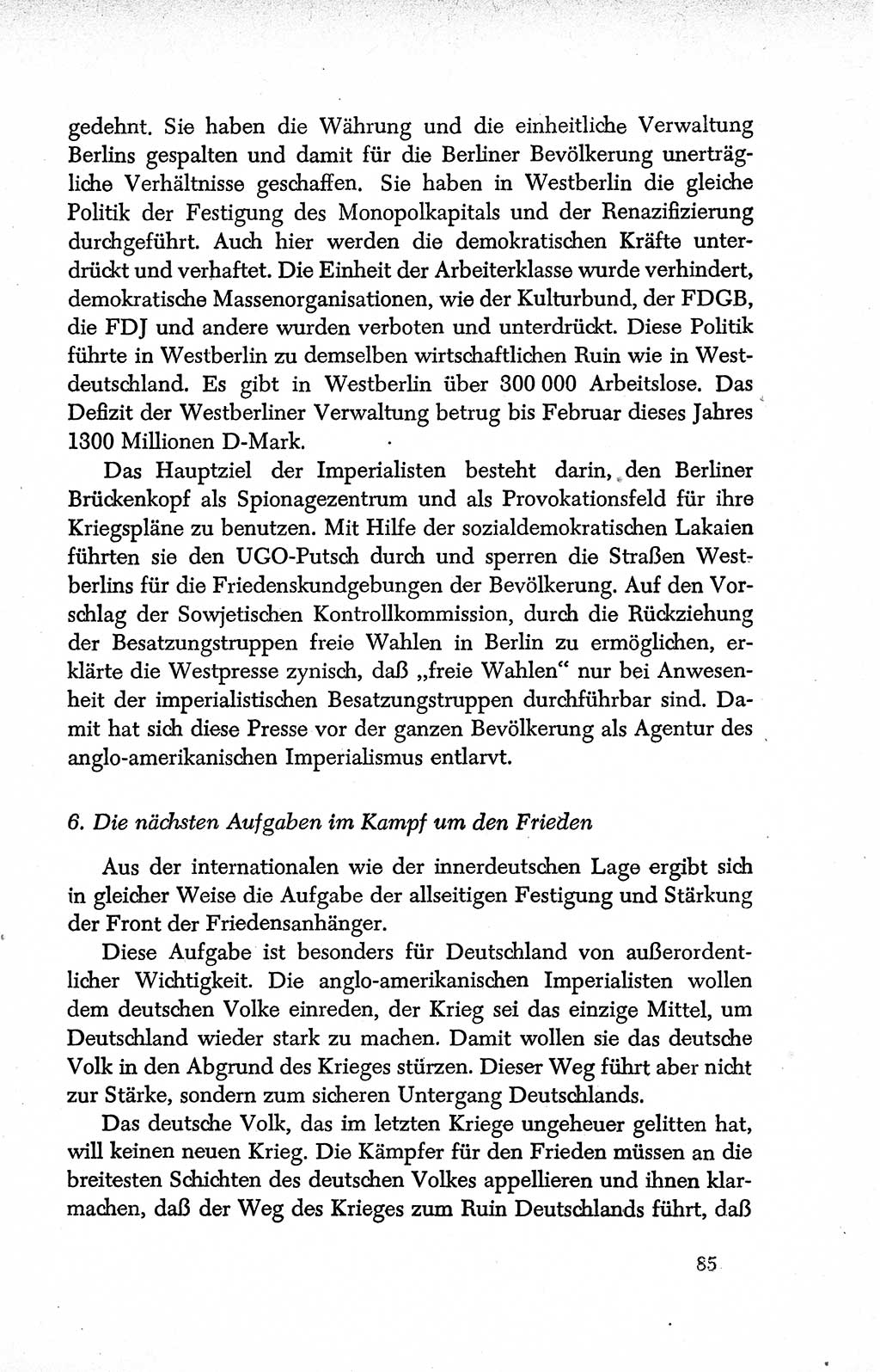 Dokumente der Sozialistischen Einheitspartei Deutschlands (SED) [Deutsche Demokratische Republik (DDR)] 1950-1952, Seite 85 (Dok. SED DDR 1950-1952, S. 85)