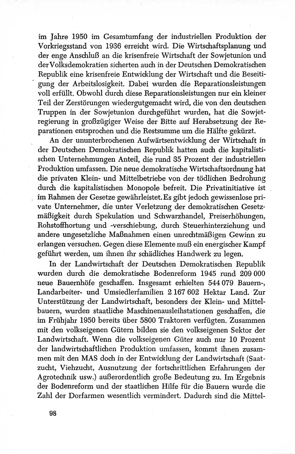 Dokumente der Sozialistischen Einheitspartei Deutschlands (SED) [Deutsche Demokratische Republik (DDR)] 1950-1952, Seite 98 (Dok. SED DDR 1950-1952, S. 98)