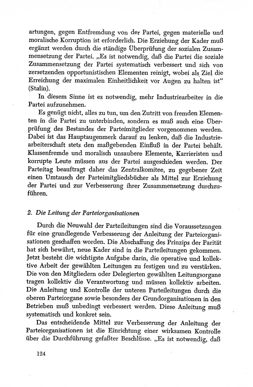 Dokumente der Sozialistischen Einheitspartei Deutschlands (SED) [Deutsche Demokratische Republik (DDR)] 1950-1952, Seite 124 (Dok. SED DDR 1950-1952, S. 124)