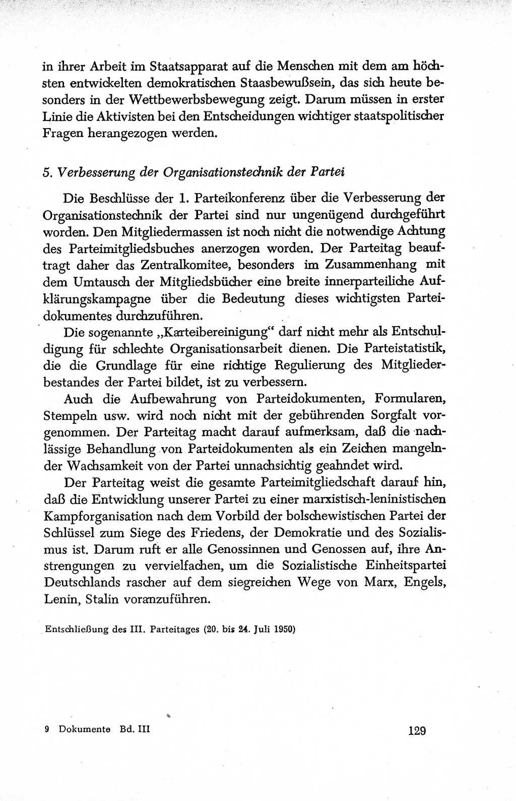 Dokumente der Sozialistischen Einheitspartei Deutschlands (SED) [Deutsche Demokratische Republik (DDR)] 1950-1952, Seite 129 (Dok. SED DDR 1950-1952, S. 129)