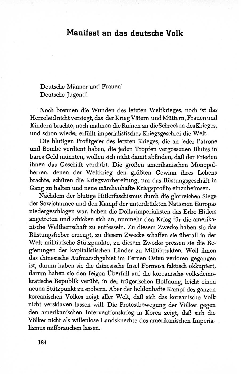 Dokumente der Sozialistischen Einheitspartei Deutschlands (SED) [Deutsche Demokratische Republik (DDR)] 1950-1952, Seite 184 (Dok. SED DDR 1950-1952, S. 184)