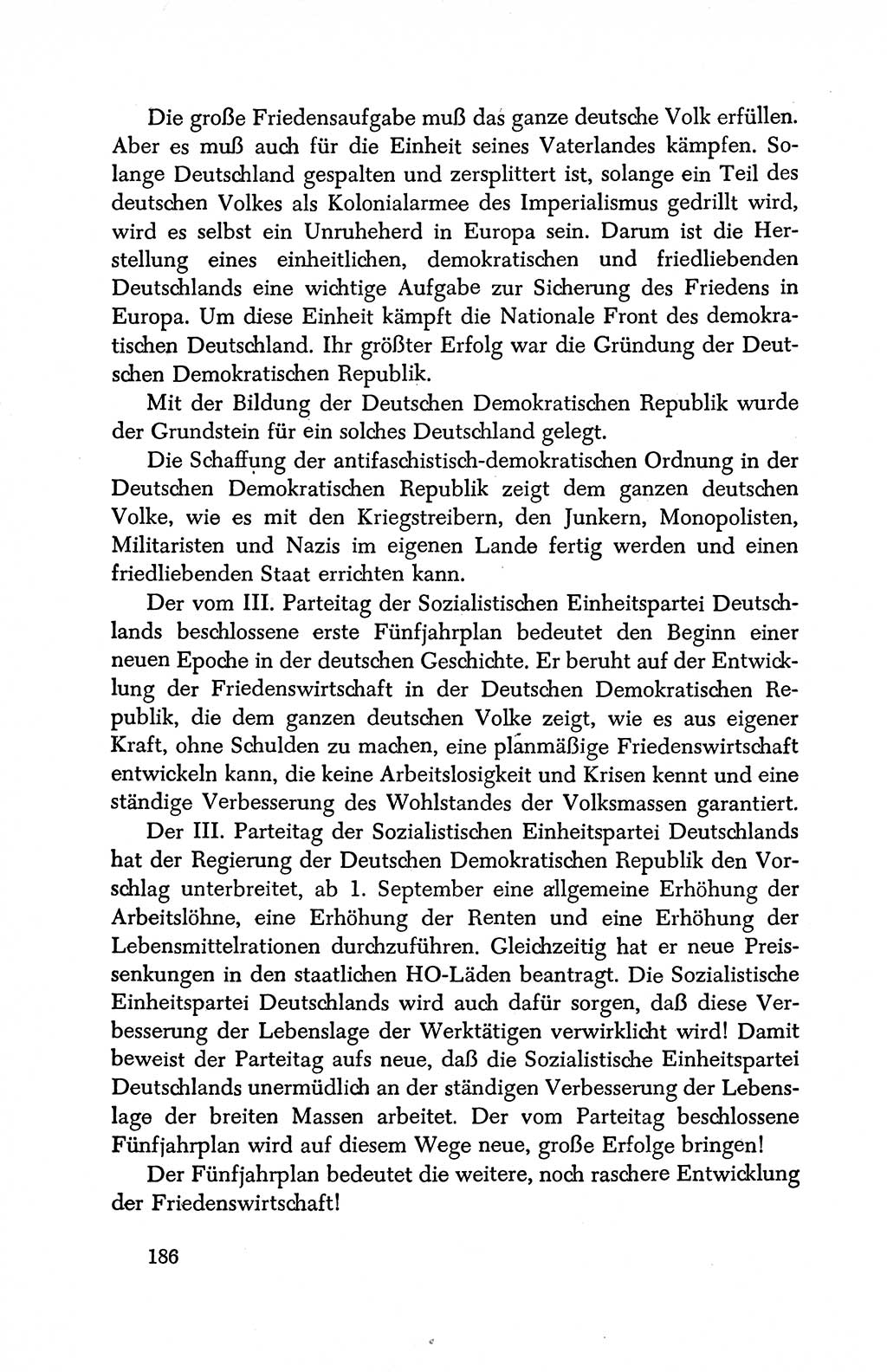 Dokumente der Sozialistischen Einheitspartei Deutschlands (SED) [Deutsche Demokratische Republik (DDR)] 1950-1952, Seite 186 (Dok. SED DDR 1950-1952, S. 186)