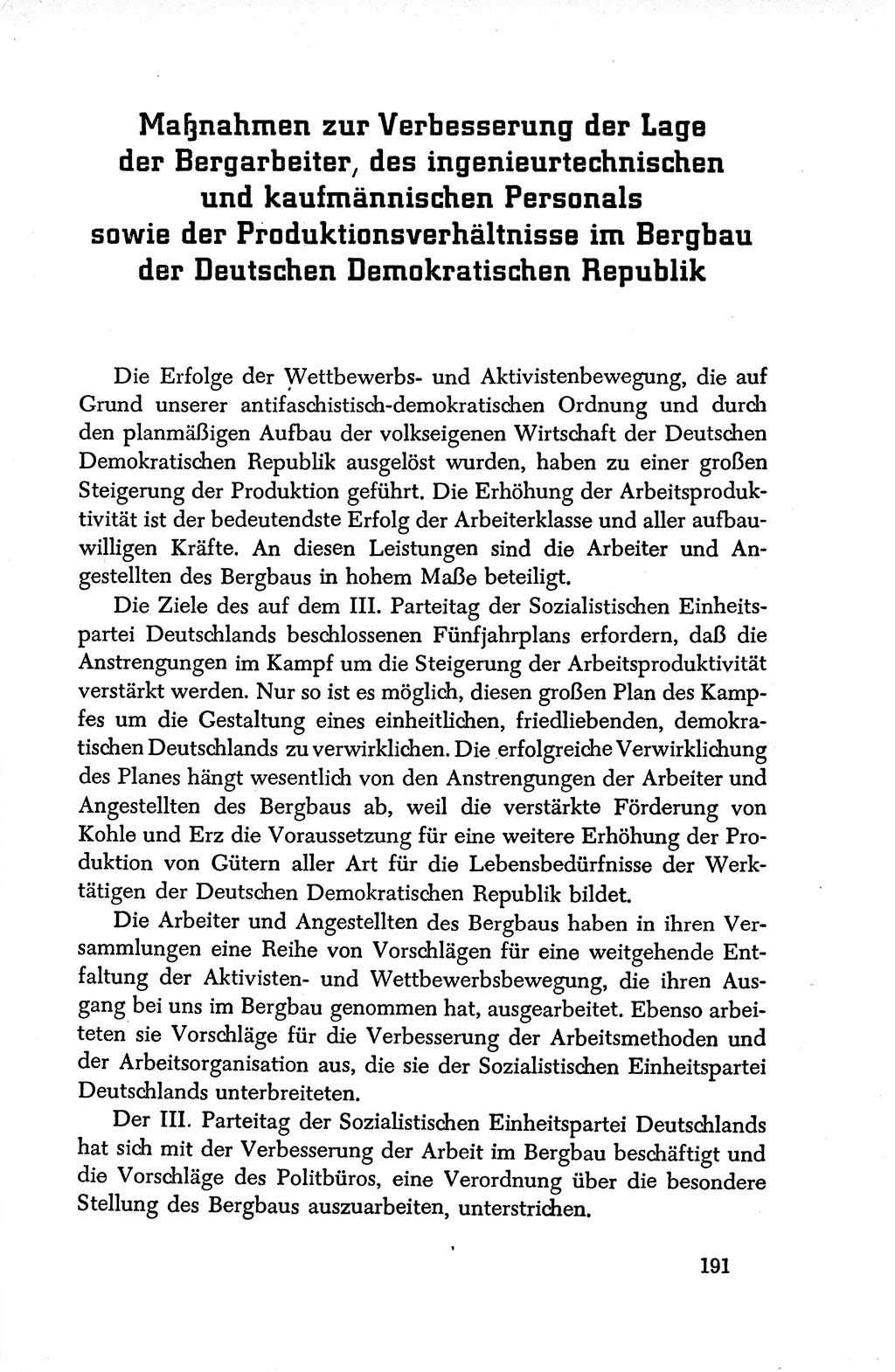 Dokumente der Sozialistischen Einheitspartei Deutschlands (SED) [Deutsche Demokratische Republik (DDR)] 1950-1952, Seite 191 (Dok. SED DDR 1950-1952, S. 191)