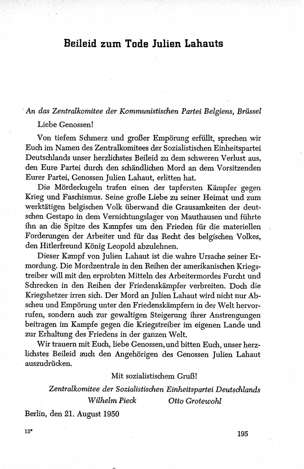 Dokumente der Sozialistischen Einheitspartei Deutschlands (SED) [Deutsche Demokratische Republik (DDR)] 1950-1952, Seite 195 (Dok. SED DDR 1950-1952, S. 195)