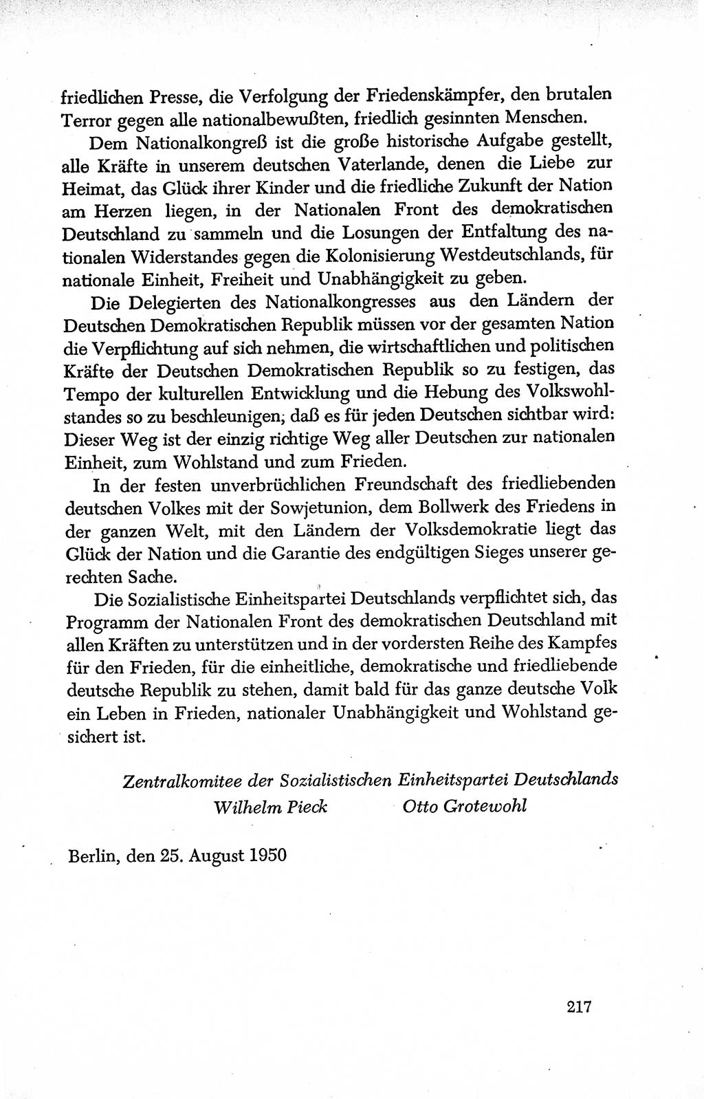 Dokumente der Sozialistischen Einheitspartei Deutschlands (SED) [Deutsche Demokratische Republik (DDR)] 1950-1952, Seite 217 (Dok. SED DDR 1950-1952, S. 217)