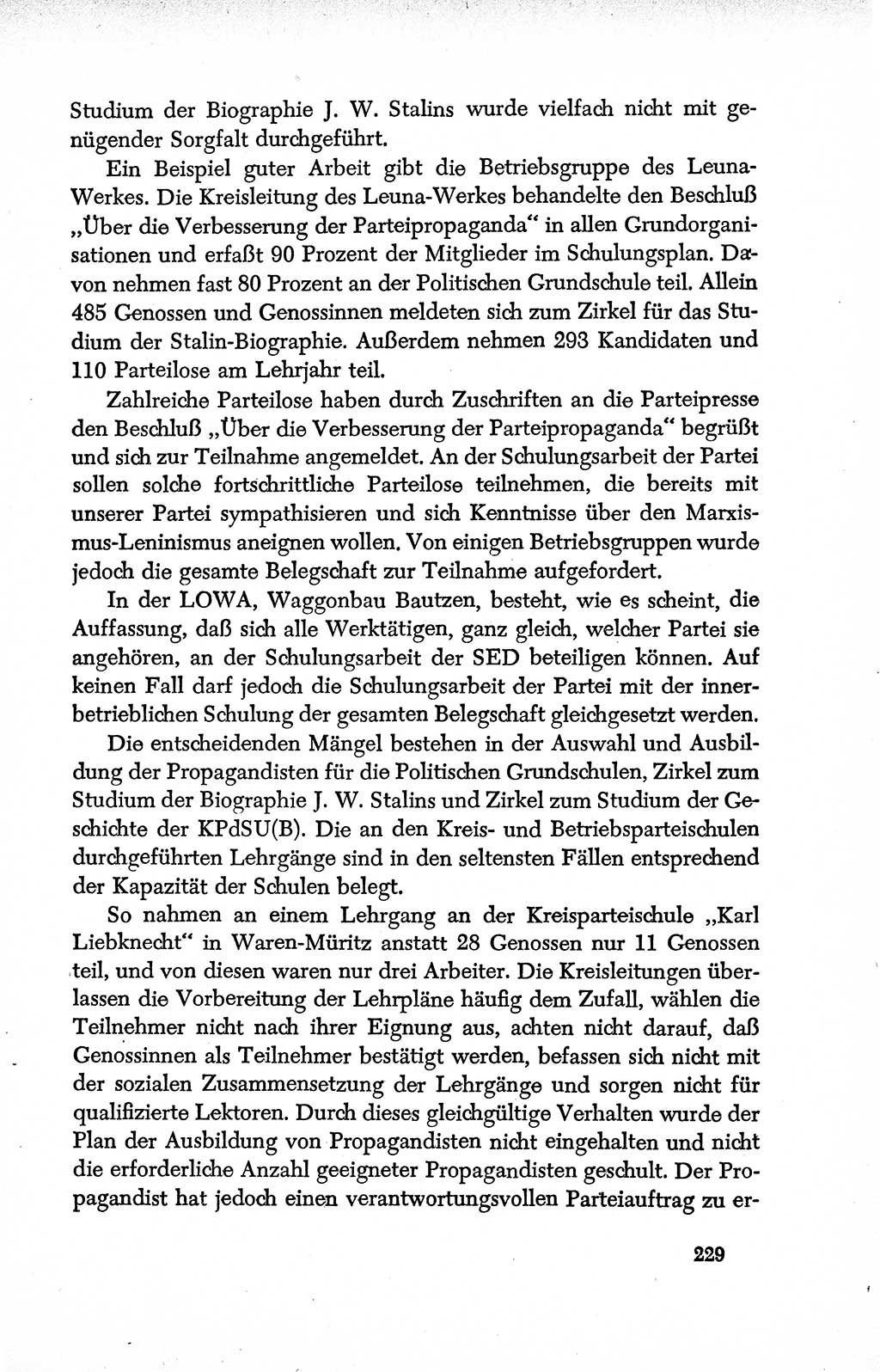 Dokumente der Sozialistischen Einheitspartei Deutschlands (SED) [Deutsche Demokratische Republik (DDR)] 1950-1952, Seite 229 (Dok. SED DDR 1950-1952, S. 229)