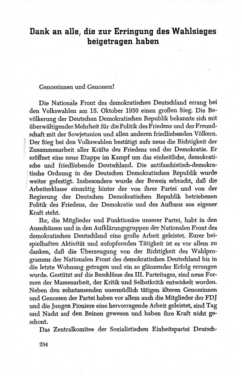 Dokumente der Sozialistischen Einheitspartei Deutschlands (SED) [Deutsche Demokratische Republik (DDR)] 1950-1952, Seite 234 (Dok. SED DDR 1950-1952, S. 234)