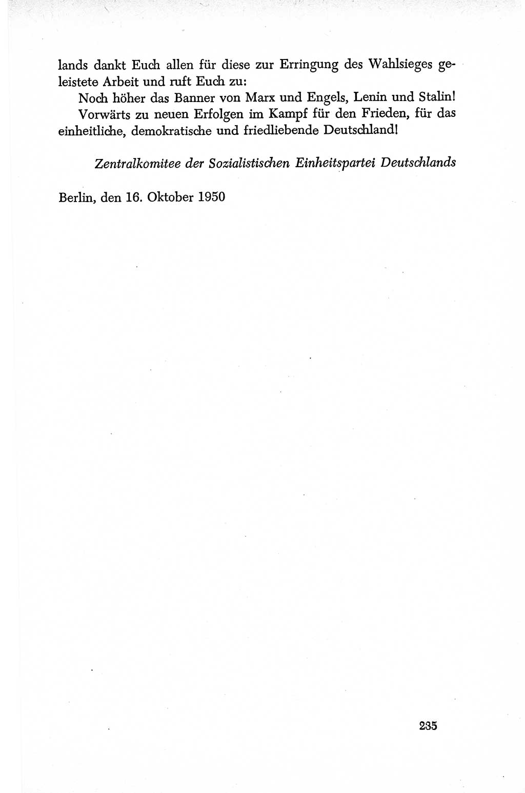 Dokumente der Sozialistischen Einheitspartei Deutschlands (SED) [Deutsche Demokratische Republik (DDR)] 1950-1952, Seite 235 (Dok. SED DDR 1950-1952, S. 235)