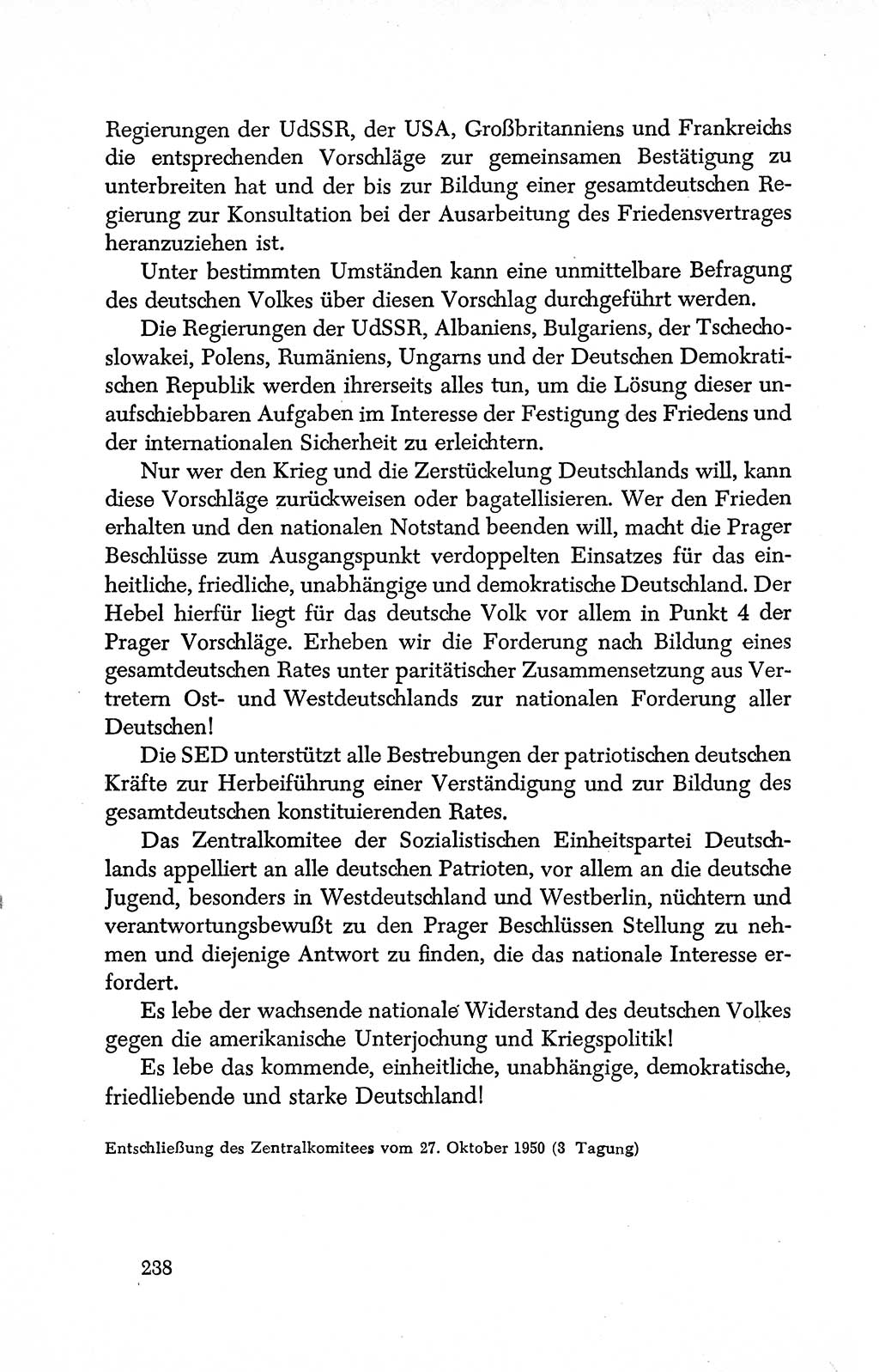 Dokumente der Sozialistischen Einheitspartei Deutschlands (SED) [Deutsche Demokratische Republik (DDR)] 1950-1952, Seite 238 (Dok. SED DDR 1950-1952, S. 238)