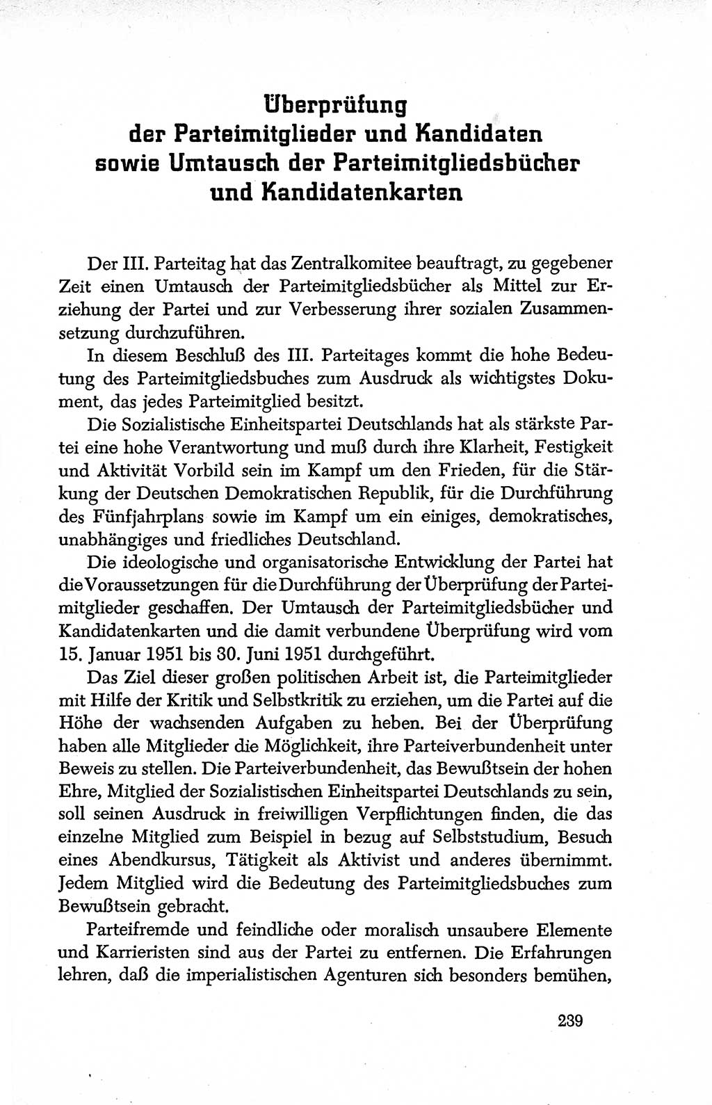 Dokumente der Sozialistischen Einheitspartei Deutschlands (SED) [Deutsche Demokratische Republik (DDR)] 1950-1952, Seite 239 (Dok. SED DDR 1950-1952, S. 239)