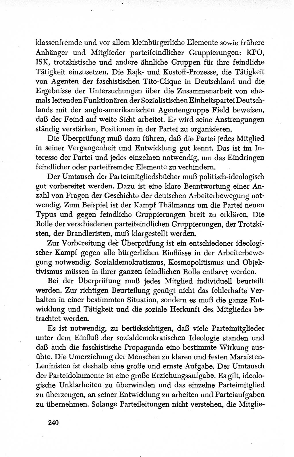 Dokumente der Sozialistischen Einheitspartei Deutschlands (SED) [Deutsche Demokratische Republik (DDR)] 1950-1952, Seite 240 (Dok. SED DDR 1950-1952, S. 240)