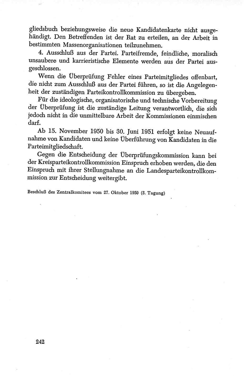 Dokumente der Sozialistischen Einheitspartei Deutschlands (SED) [Deutsche Demokratische Republik (DDR)] 1950-1952, Seite 242 (Dok. SED DDR 1950-1952, S. 242)