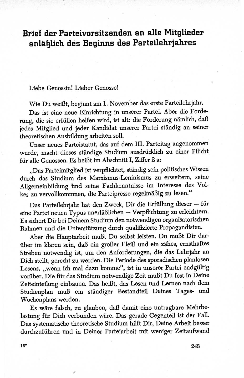 Dokumente der Sozialistischen Einheitspartei Deutschlands (SED) [Deutsche Demokratische Republik (DDR)] 1950-1952, Seite 243 (Dok. SED DDR 1950-1952, S. 243)