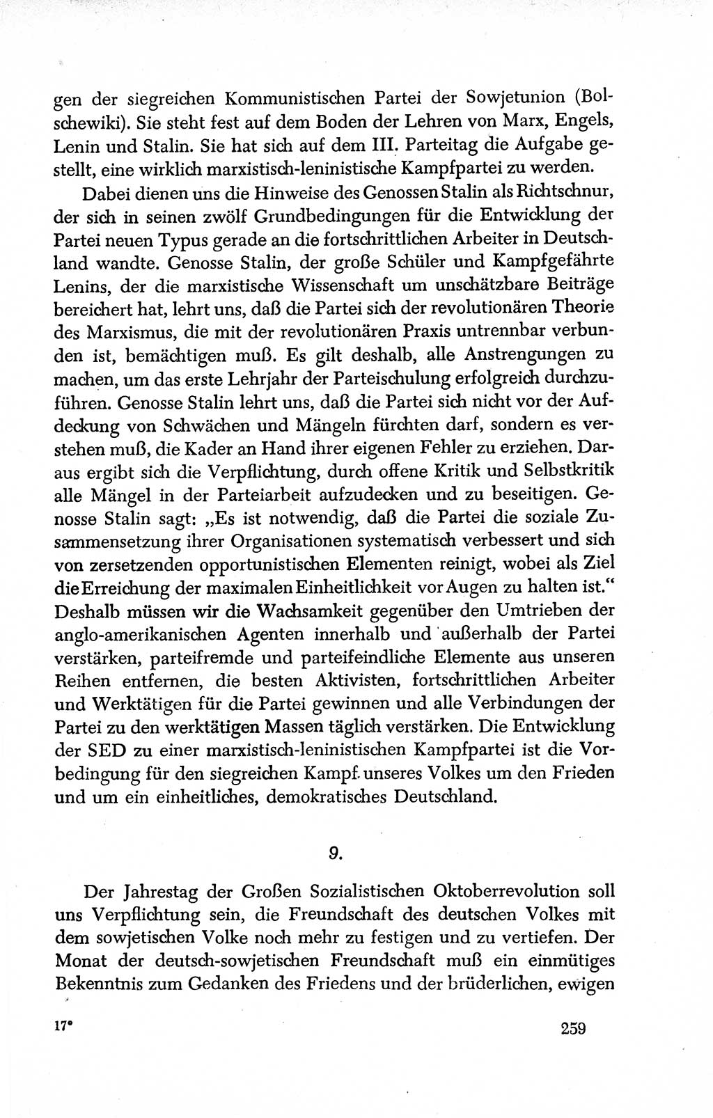 Dokumente der Sozialistischen Einheitspartei Deutschlands (SED) [Deutsche Demokratische Republik (DDR)] 1950-1952, Seite 259 (Dok. SED DDR 1950-1952, S. 259)