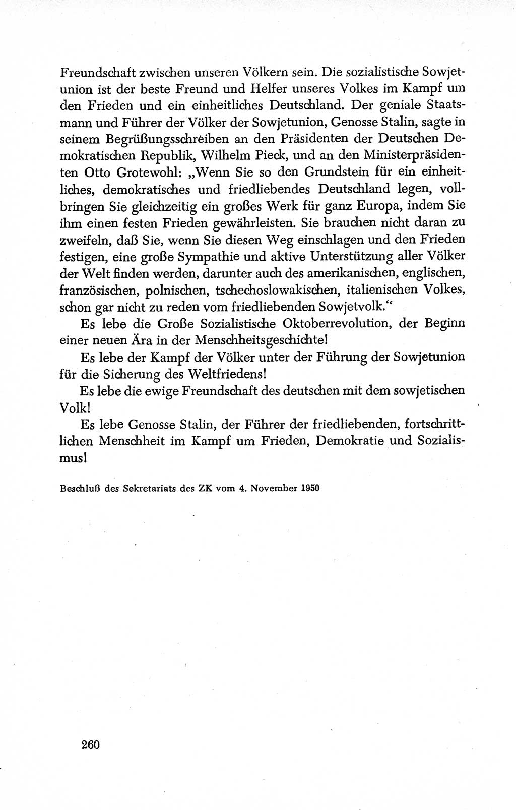 Dokumente der Sozialistischen Einheitspartei Deutschlands (SED) [Deutsche Demokratische Republik (DDR)] 1950-1952, Seite 260 (Dok. SED DDR 1950-1952, S. 260)