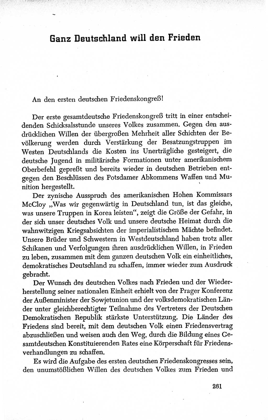 Dokumente der Sozialistischen Einheitspartei Deutschlands (SED) [Deutsche Demokratische Republik (DDR)] 1950-1952, Seite 261 (Dok. SED DDR 1950-1952, S. 261)