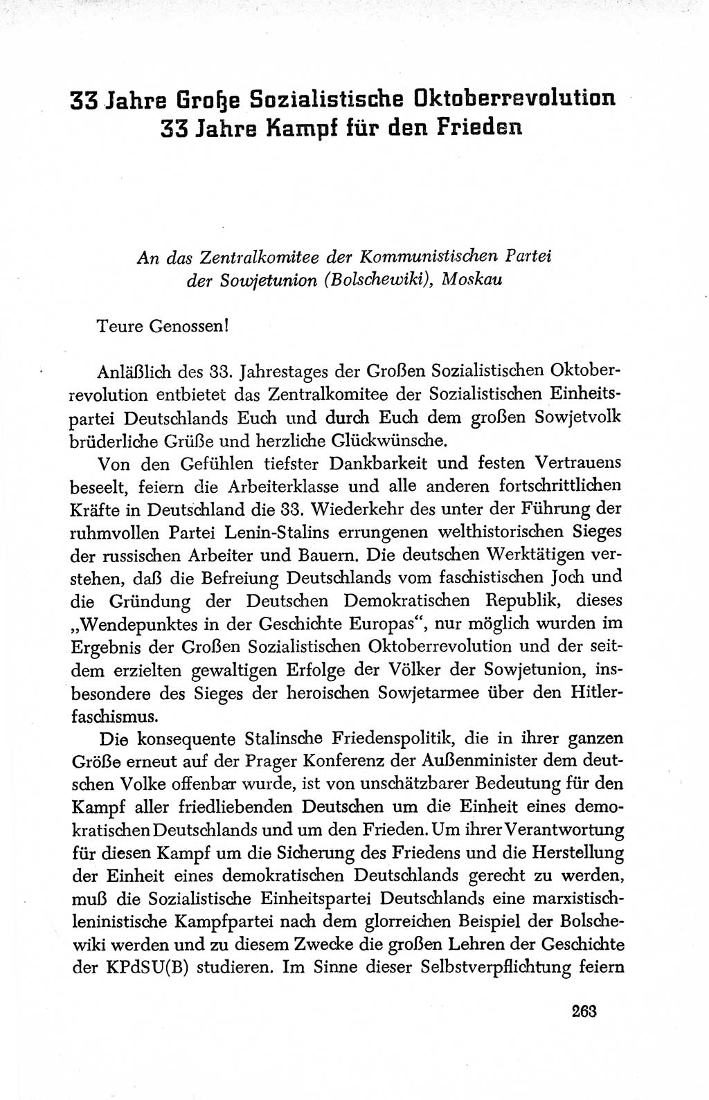 Dokumente der Sozialistischen Einheitspartei Deutschlands (SED) [Deutsche Demokratische Republik (DDR)] 1950-1952, Seite 263 (Dok. SED DDR 1950-1952, S. 263)