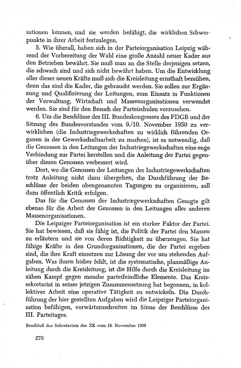 Dokumente der Sozialistischen Einheitspartei Deutschlands (SED) [Deutsche Demokratische Republik (DDR)] 1950-1952, Seite 270 (Dok. SED DDR 1950-1952, S. 270)