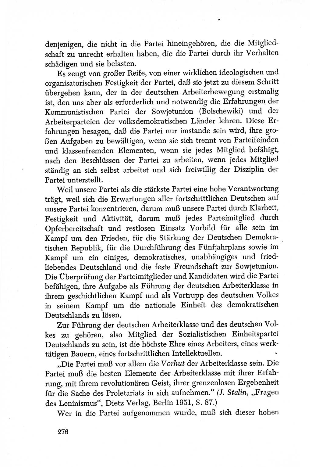 Dokumente der Sozialistischen Einheitspartei Deutschlands (SED) [Deutsche Demokratische Republik (DDR)] 1950-1952, Seite 276 (Dok. SED DDR 1950-1952, S. 276)