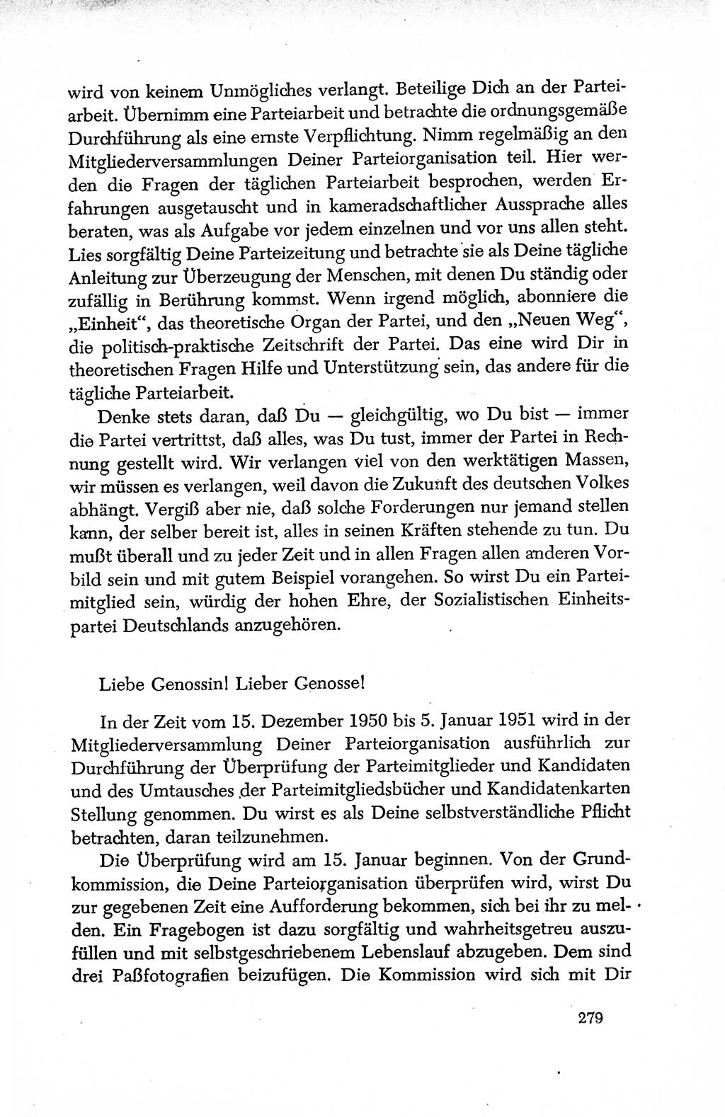 Dokumente der Sozialistischen Einheitspartei Deutschlands (SED) [Deutsche Demokratische Republik (DDR)] 1950-1952, Seite 279 (Dok. SED DDR 1950-1952, S. 279)