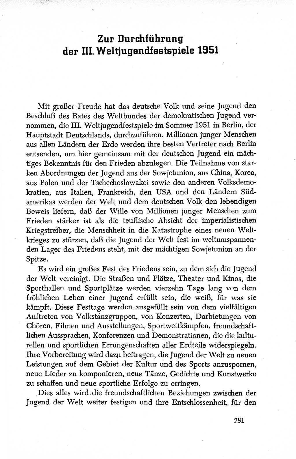 Dokumente der Sozialistischen Einheitspartei Deutschlands (SED) [Deutsche Demokratische Republik (DDR)] 1950-1952, Seite 281 (Dok. SED DDR 1950-1952, S. 281)