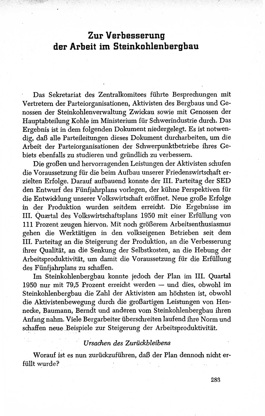 Dokumente der Sozialistischen Einheitspartei Deutschlands (SED) [Deutsche Demokratische Republik (DDR)] 1950-1952, Seite 283 (Dok. SED DDR 1950-1952, S. 283)