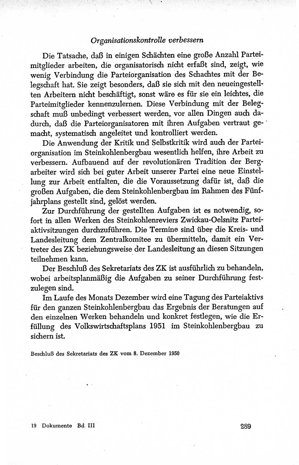 Dokumente der Sozialistischen Einheitspartei Deutschlands (SED) [Deutsche Demokratische Republik (DDR)] 1950-1952, Seite 289 (Dok. SED DDR 1950-1952, S. 289)