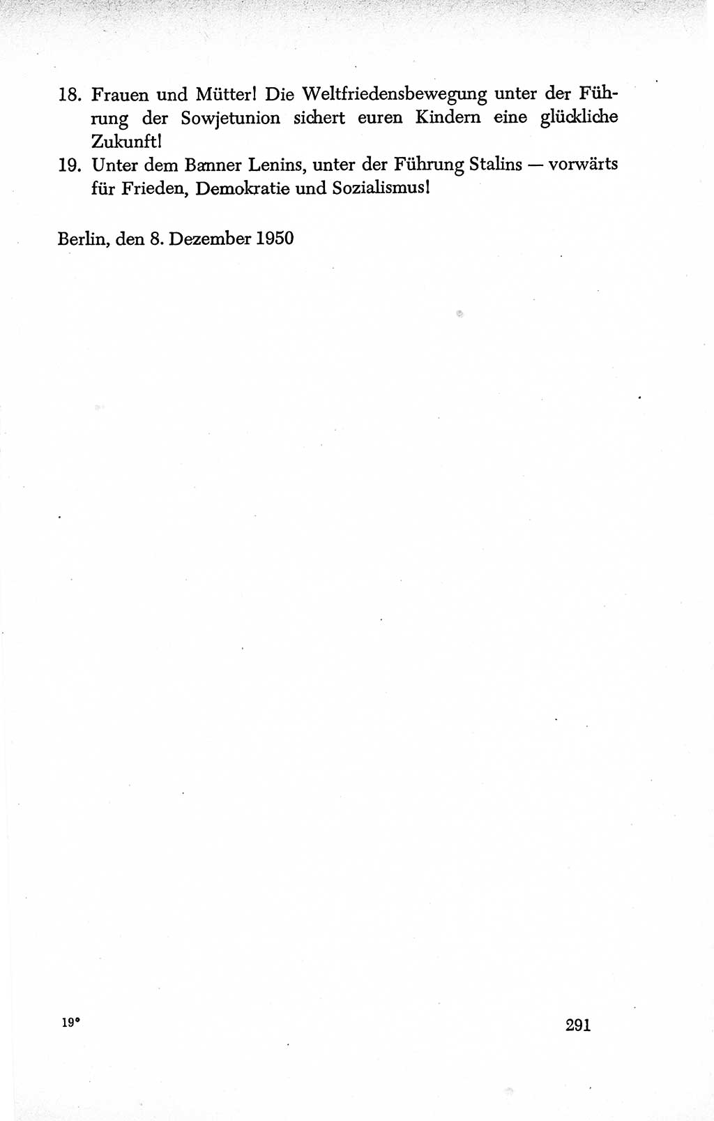 Dokumente der Sozialistischen Einheitspartei Deutschlands (SED) [Deutsche Demokratische Republik (DDR)] 1950-1952, Seite 291 (Dok. SED DDR 1950-1952, S. 291)