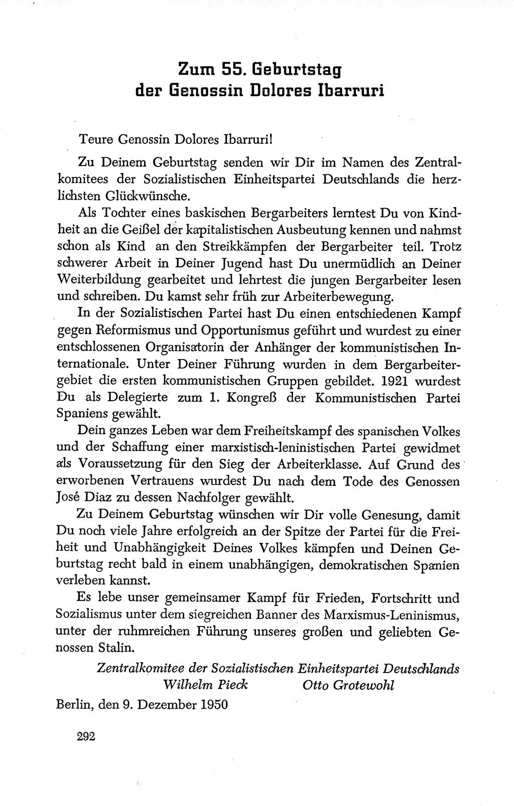 Dokumente der Sozialistischen Einheitspartei Deutschlands (SED) [Deutsche Demokratische Republik (DDR)] 1950-1952, Seite 292 (Dok. SED DDR 1950-1952, S. 292)