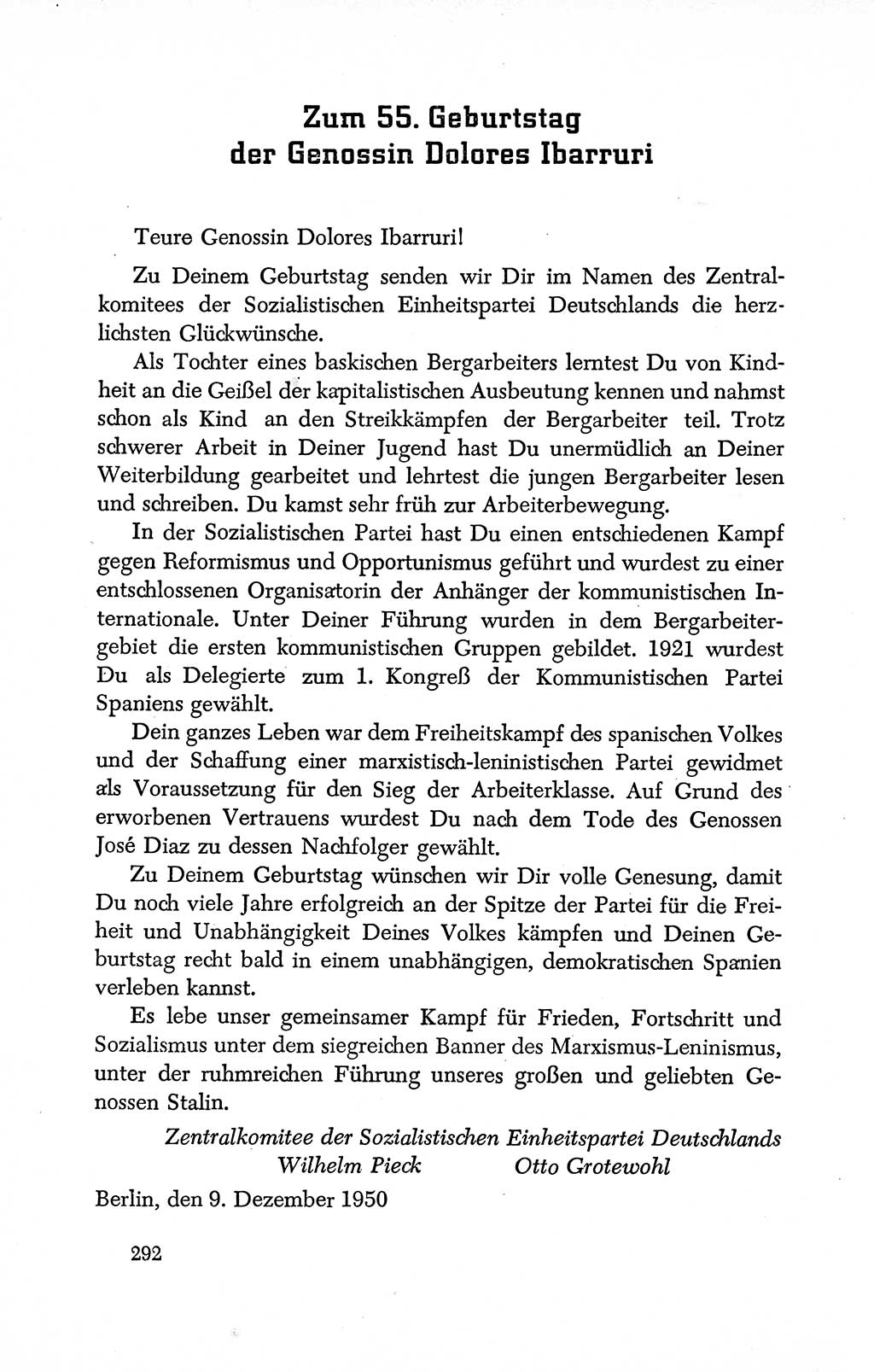 Dokumente der Sozialistischen Einheitspartei Deutschlands (SED) [Deutsche Demokratische Republik (DDR)] 1950-1952, Seite 292 (Dok. SED DDR 1950-1952, S. 292)