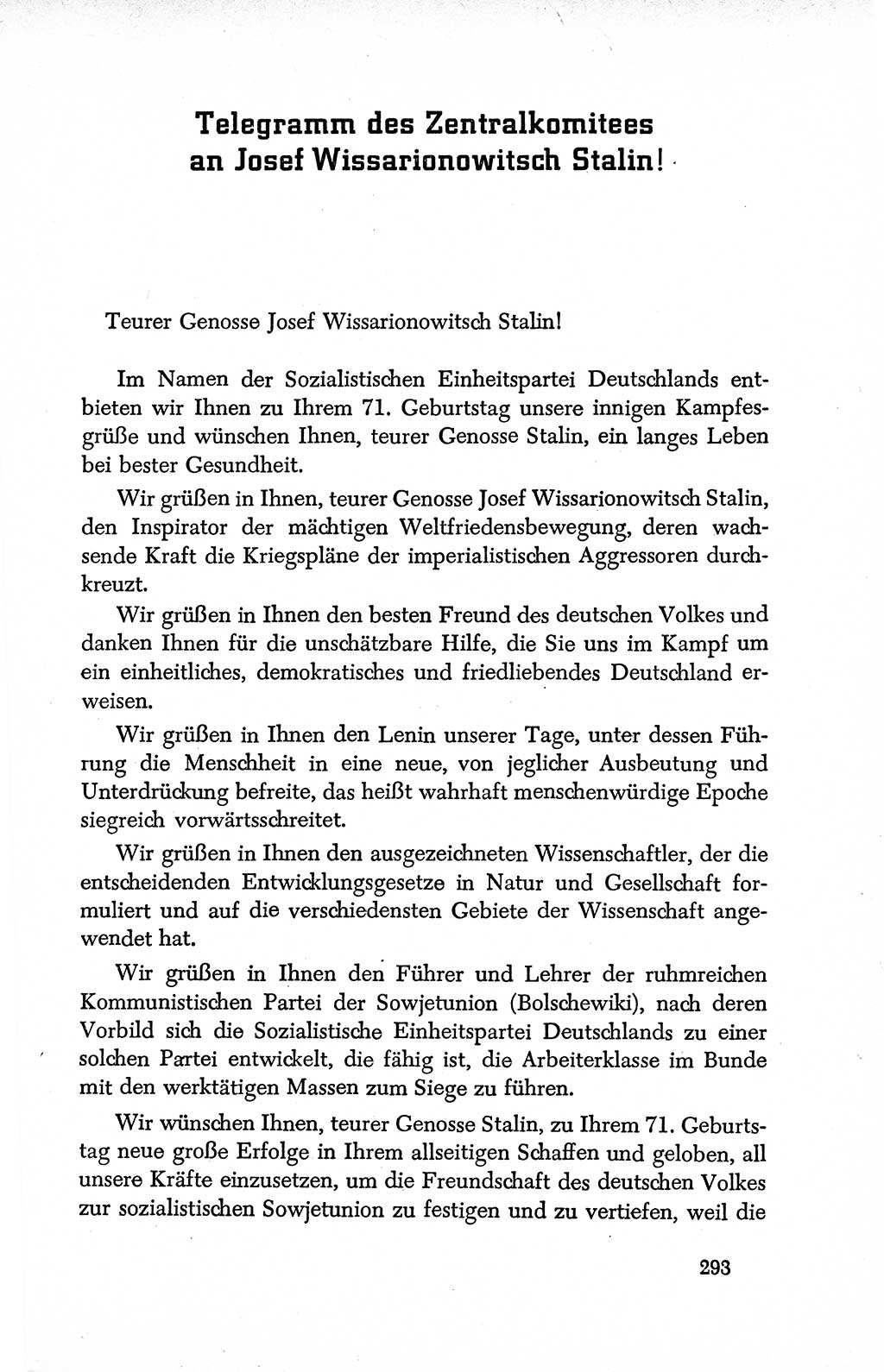 Dokumente der Sozialistischen Einheitspartei Deutschlands (SED) [Deutsche Demokratische Republik (DDR)] 1950-1952, Seite 293 (Dok. SED DDR 1950-1952, S. 293)