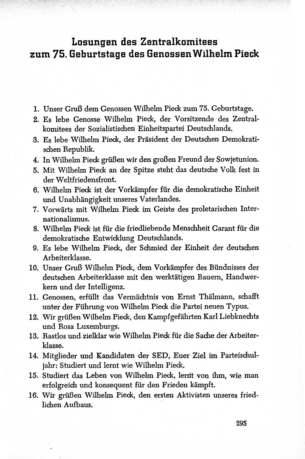 Dokumente der Sozialistischen Einheitspartei Deutschlands (SED) [Deutsche Demokratische Republik (DDR)] 1950-1952, Seite 295 (Dok. SED DDR 1950-1952, S. 295)