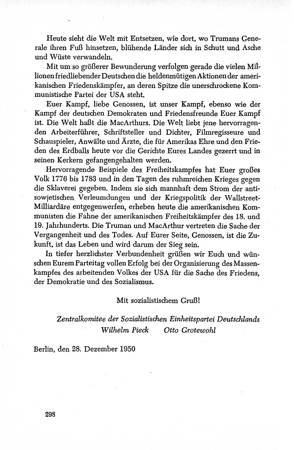 Dokumente der Sozialistischen Einheitspartei Deutschlands (SED) [Deutsche Demokratische Republik (DDR)] 1950-1952, Seite 298 (Dok. SED DDR 1950-1952, S. 298)