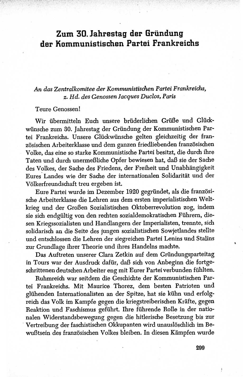 Dokumente der Sozialistischen Einheitspartei Deutschlands (SED) [Deutsche Demokratische Republik (DDR)] 1950-1952, Seite 299 (Dok. SED DDR 1950-1952, S. 299)