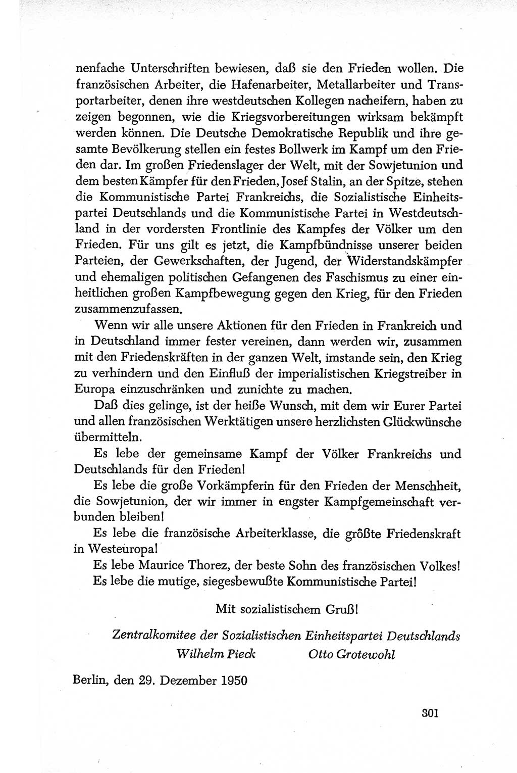 Dokumente der Sozialistischen Einheitspartei Deutschlands (SED) [Deutsche Demokratische Republik (DDR)] 1950-1952, Seite 301 (Dok. SED DDR 1950-1952, S. 301)