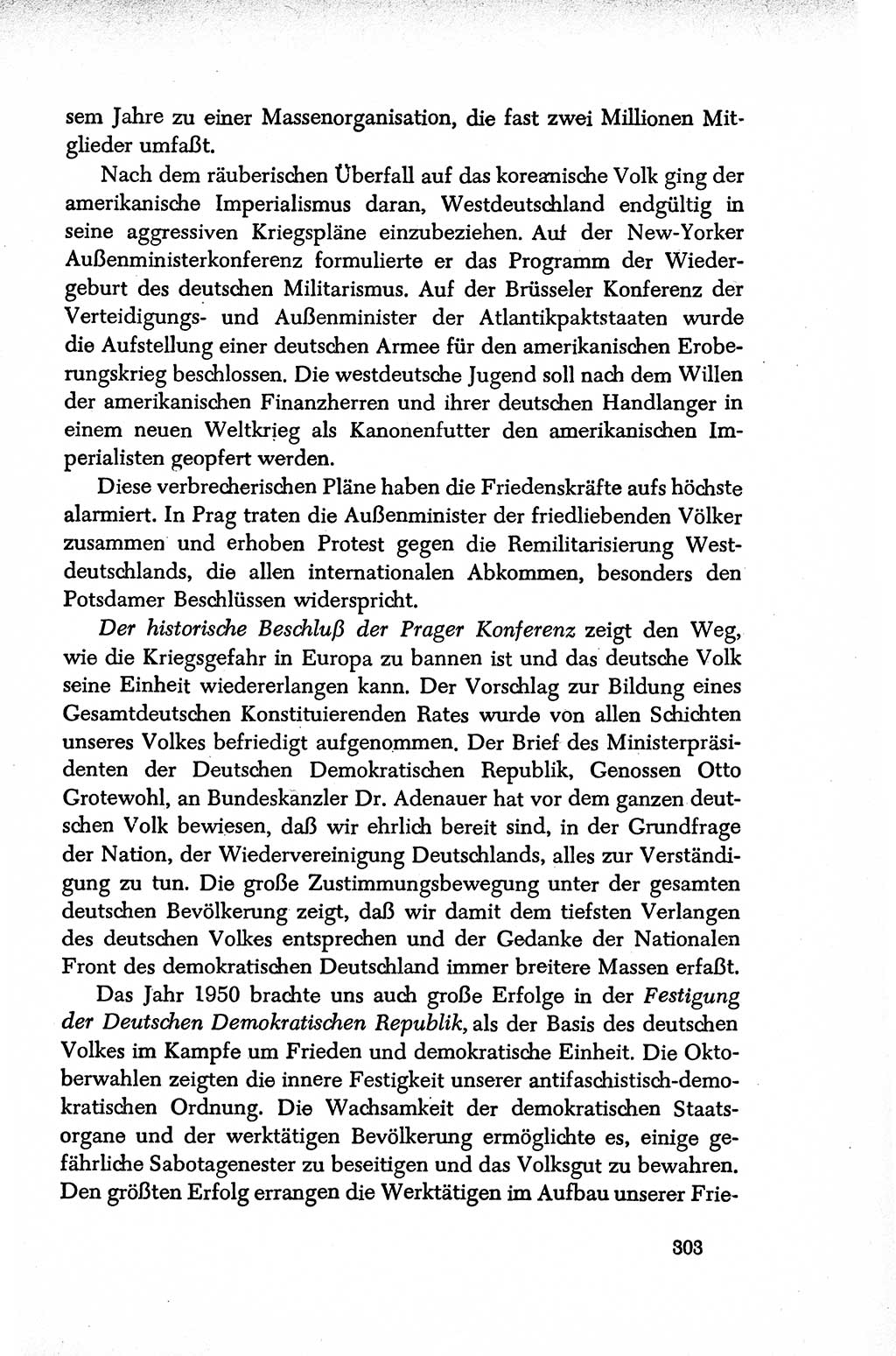 Dokumente der Sozialistischen Einheitspartei Deutschlands (SED) [Deutsche Demokratische Republik (DDR)] 1950-1952, Seite 303 (Dok. SED DDR 1950-1952, S. 303)