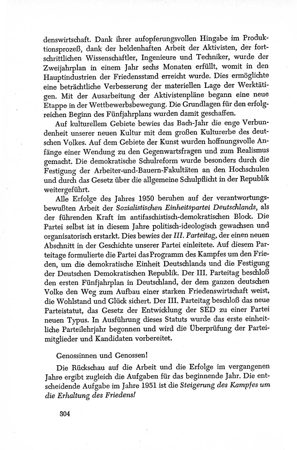 Dokumente der Sozialistischen Einheitspartei Deutschlands (SED) [Deutsche Demokratische Republik (DDR)] 1950-1952, Seite 304 (Dok. SED DDR 1950-1952, S. 304)