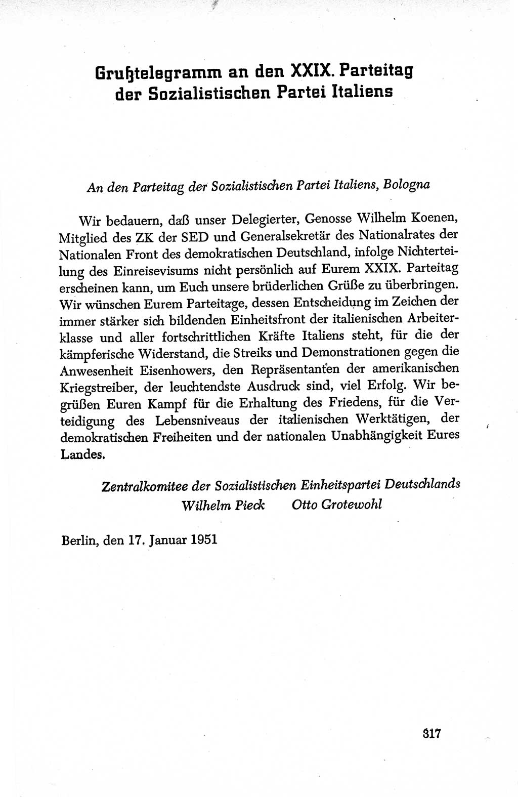 Dokumente der Sozialistischen Einheitspartei Deutschlands (SED) [Deutsche Demokratische Republik (DDR)] 1950-1952, Seite 317 (Dok. SED DDR 1950-1952, S. 317)