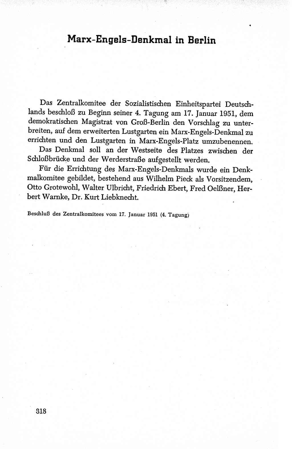 Dokumente der Sozialistischen Einheitspartei Deutschlands (SED) [Deutsche Demokratische Republik (DDR)] 1950-1952, Seite 318 (Dok. SED DDR 1950-1952, S. 318)