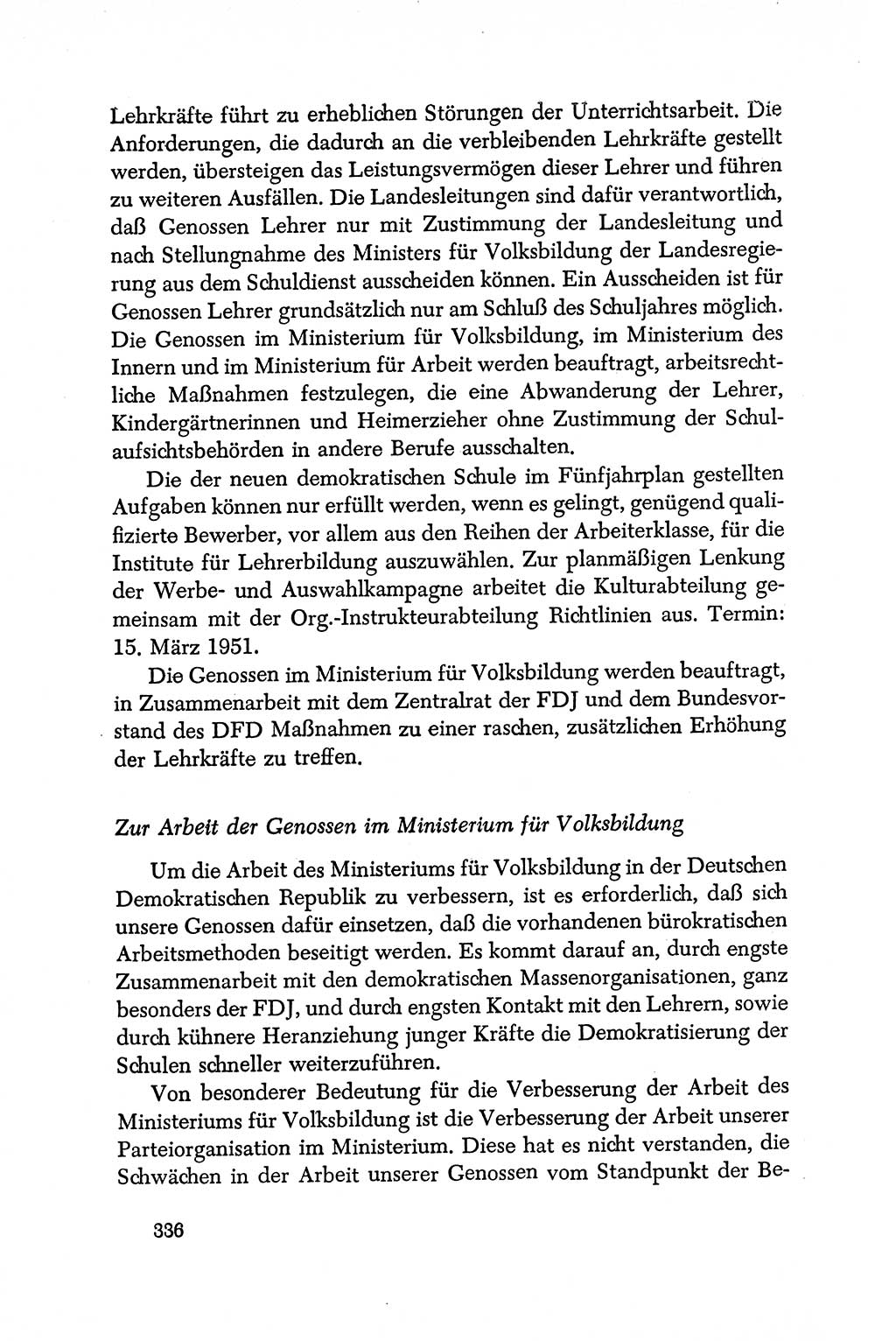 Dokumente der Sozialistischen Einheitspartei Deutschlands (SED) [Deutsche Demokratische Republik (DDR)] 1950-1952, Seite 336 (Dok. SED DDR 1950-1952, S. 336)
