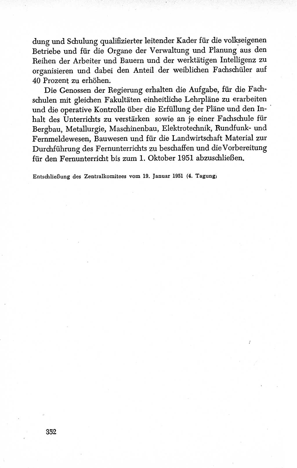 Dokumente der Sozialistischen Einheitspartei Deutschlands (SED) [Deutsche Demokratische Republik (DDR)] 1950-1952, Seite 352 (Dok. SED DDR 1950-1952, S. 352)