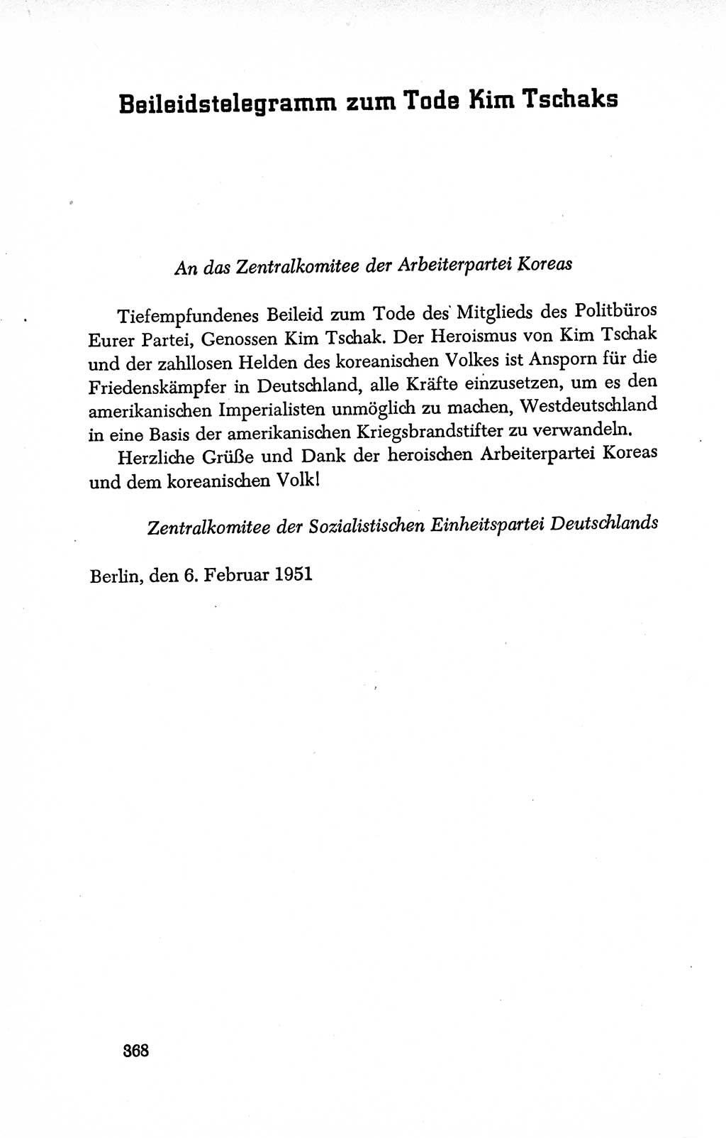 Dokumente der Sozialistischen Einheitspartei Deutschlands (SED) [Deutsche Demokratische Republik (DDR)] 1950-1952, Seite 368 (Dok. SED DDR 1950-1952, S. 368)