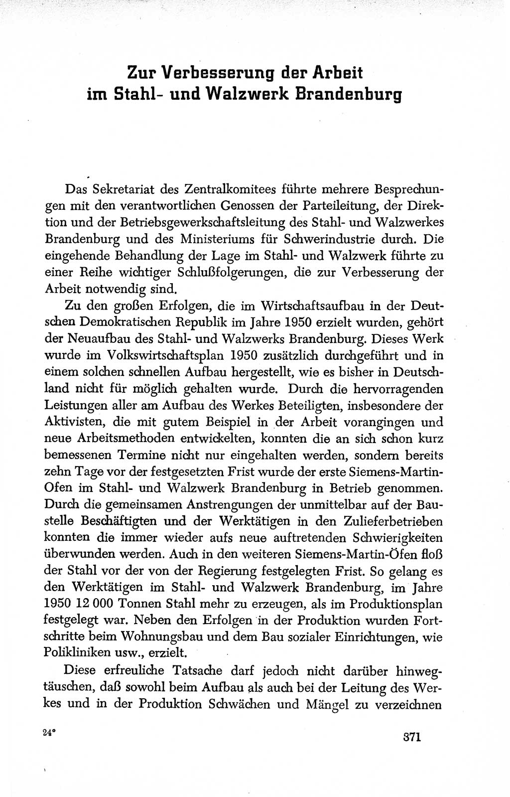 Dokumente der Sozialistischen Einheitspartei Deutschlands (SED) [Deutsche Demokratische Republik (DDR)] 1950-1952, Seite 371 (Dok. SED DDR 1950-1952, S. 371)