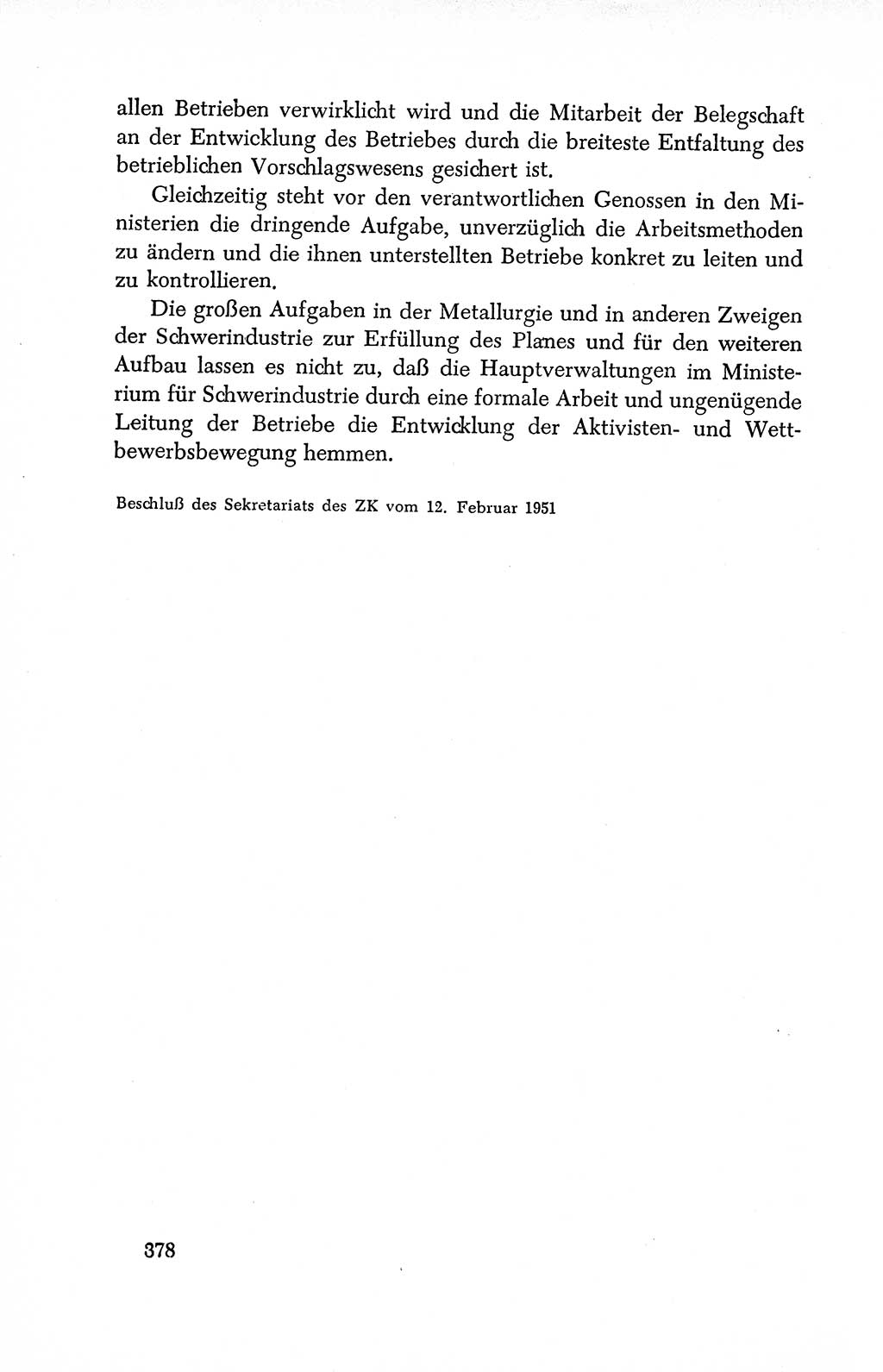 Dokumente der Sozialistischen Einheitspartei Deutschlands (SED) [Deutsche Demokratische Republik (DDR)] 1950-1952, Seite 378 (Dok. SED DDR 1950-1952, S. 378)