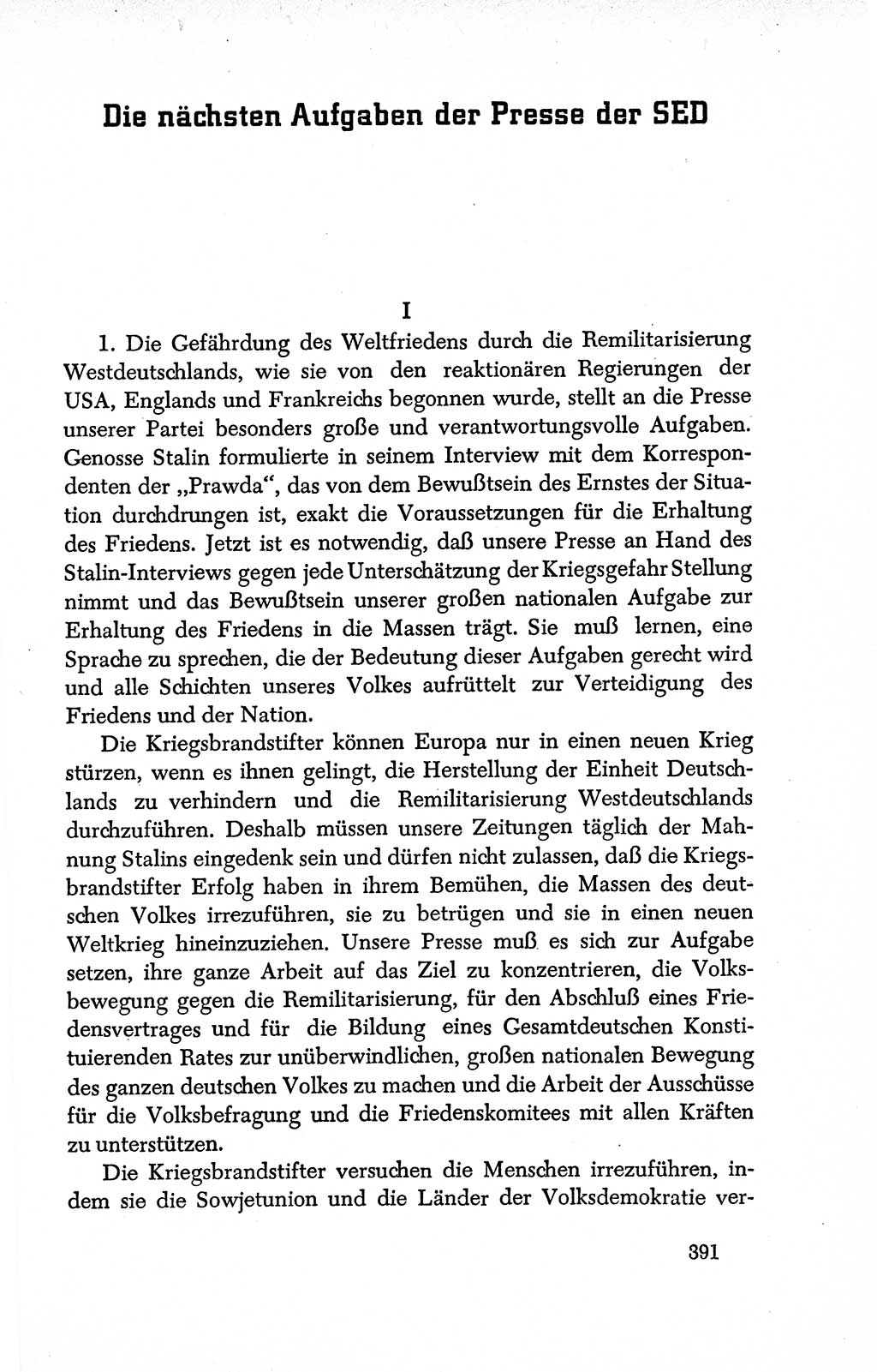 Dokumente der Sozialistischen Einheitspartei Deutschlands (SED) [Deutsche Demokratische Republik (DDR)] 1950-1952, Seite 391 (Dok. SED DDR 1950-1952, S. 391)