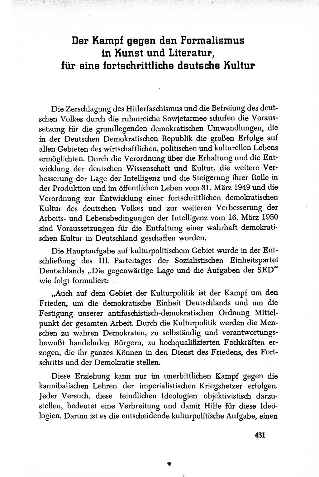 Dokumente der Sozialistischen Einheitspartei Deutschlands (SED) [Deutsche Demokratische Republik (DDR)] 1950-1952, Seite 431 (Dok. SED DDR 1950-1952, S. 431)