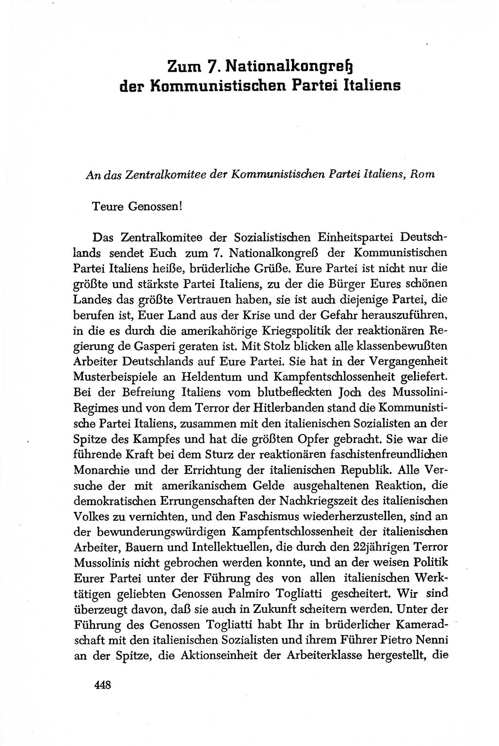 Dokumente der Sozialistischen Einheitspartei Deutschlands (SED) [Deutsche Demokratische Republik (DDR)] 1950-1952, Seite 448 (Dok. SED DDR 1950-1952, S. 448)