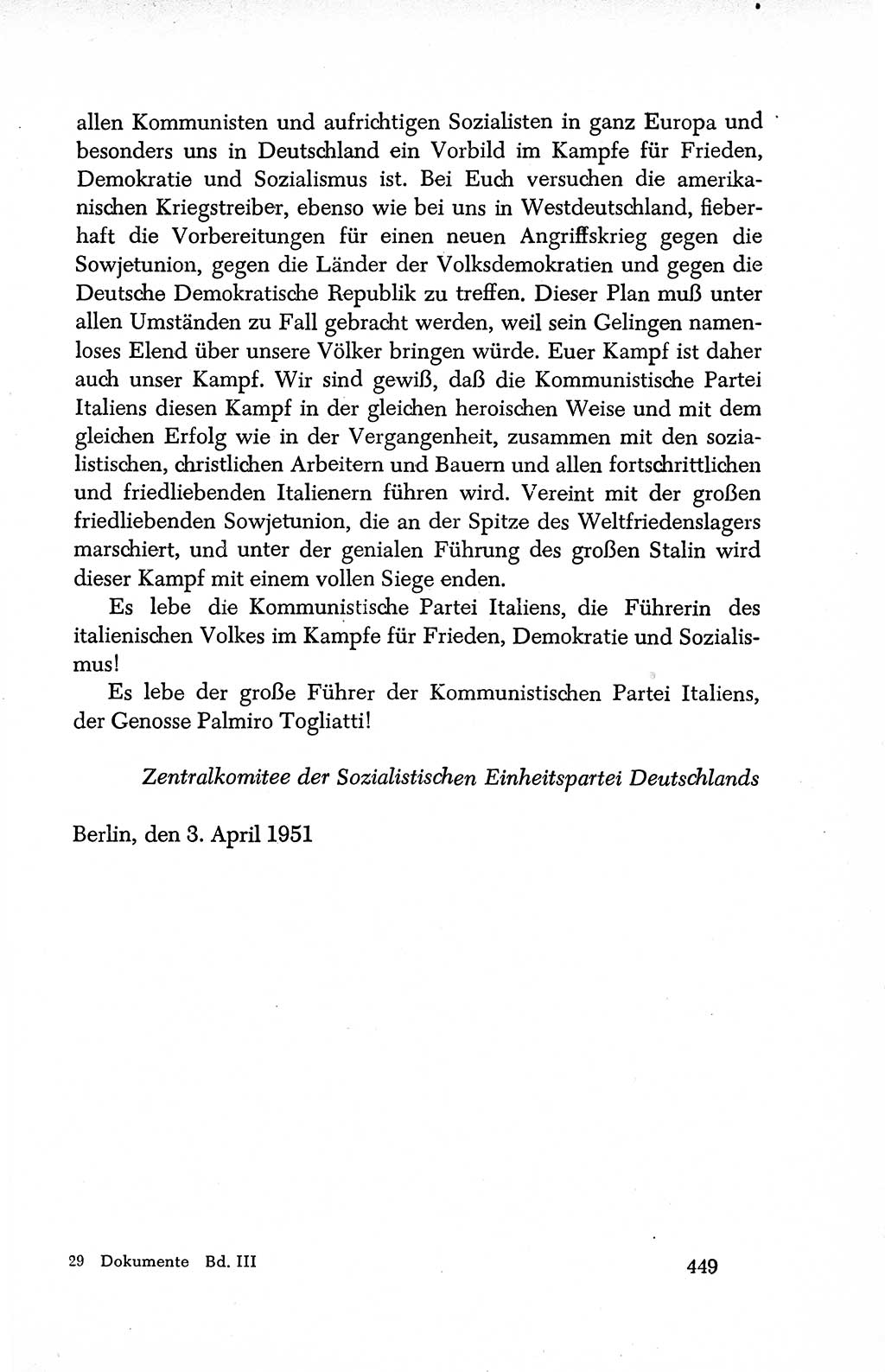 Dokumente der Sozialistischen Einheitspartei Deutschlands (SED) [Deutsche Demokratische Republik (DDR)] 1950-1952, Seite 449 (Dok. SED DDR 1950-1952, S. 449)