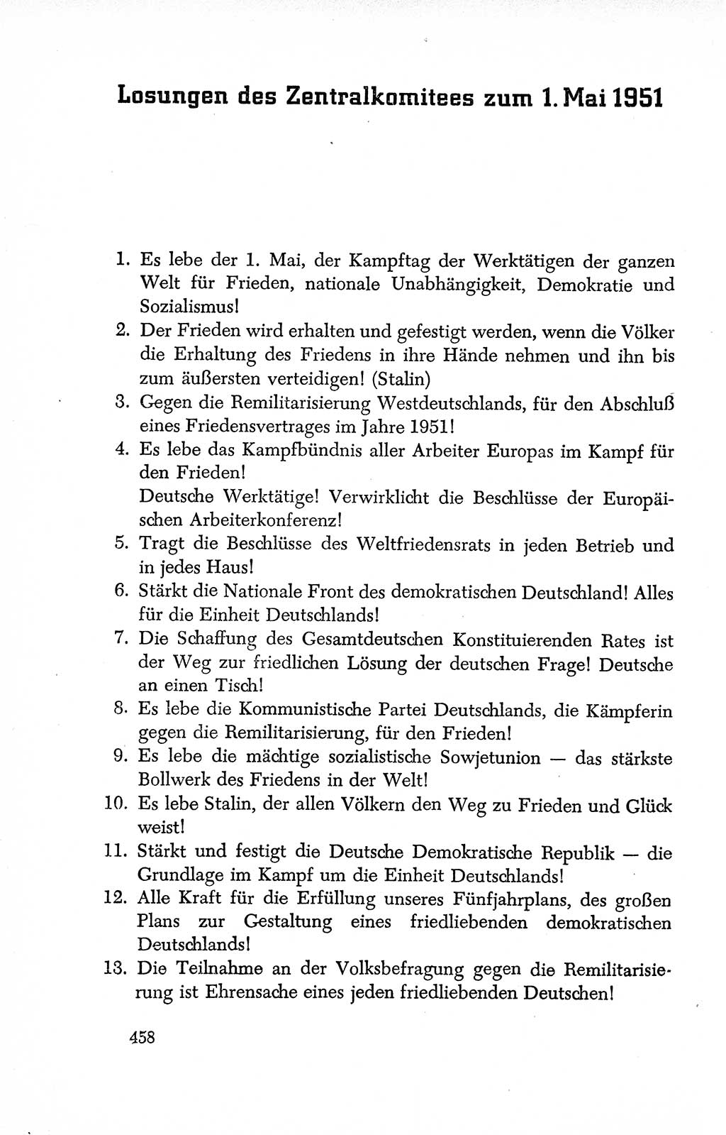 Dokumente der Sozialistischen Einheitspartei Deutschlands (SED) [Deutsche Demokratische Republik (DDR)] 1950-1952, Seite 458 (Dok. SED DDR 1950-1952, S. 458)