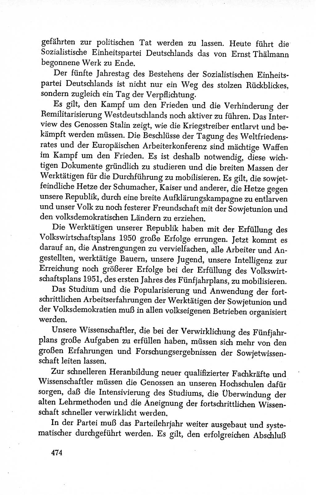 Dokumente der Sozialistischen Einheitspartei Deutschlands (SED) [Deutsche Demokratische Republik (DDR)] 1950-1952, Seite 474 (Dok. SED DDR 1950-1952, S. 474)